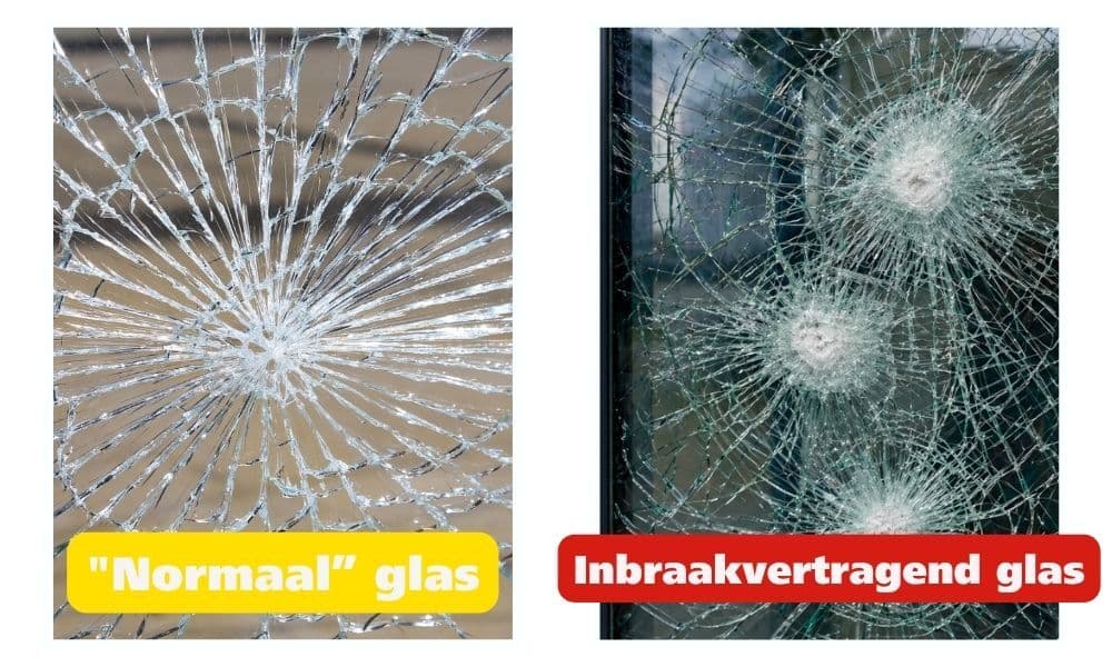 Verschil tussen normaal glas en inbraakvertragend glas bij breuk